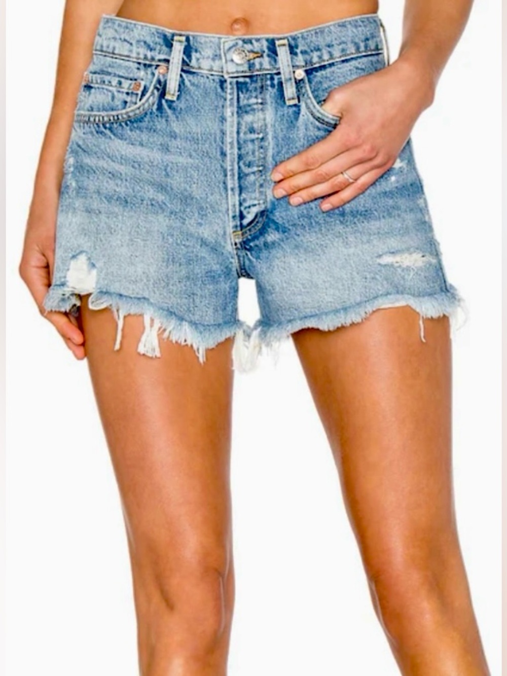 Abercrombie & Fitch Mid-Rise Boyfriend Cut-0ff Jean Shorts Curve Love Distressed